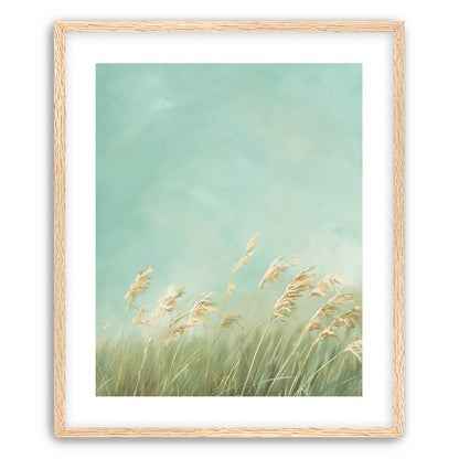 Turquoise sky over pale grass