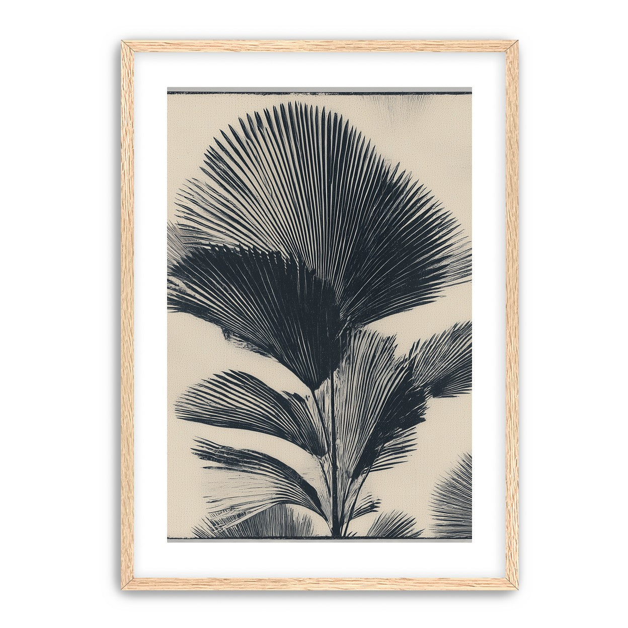 Palm fronds in black ink