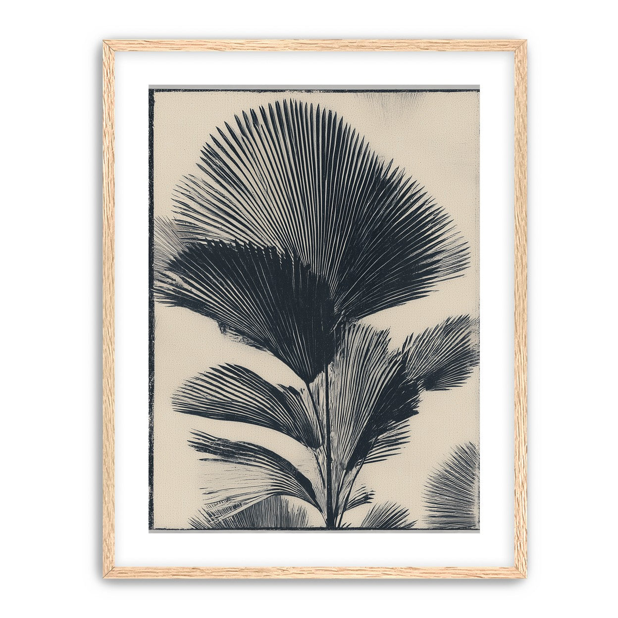 Palm fronds in black ink