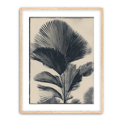 Palm fronds in black ink