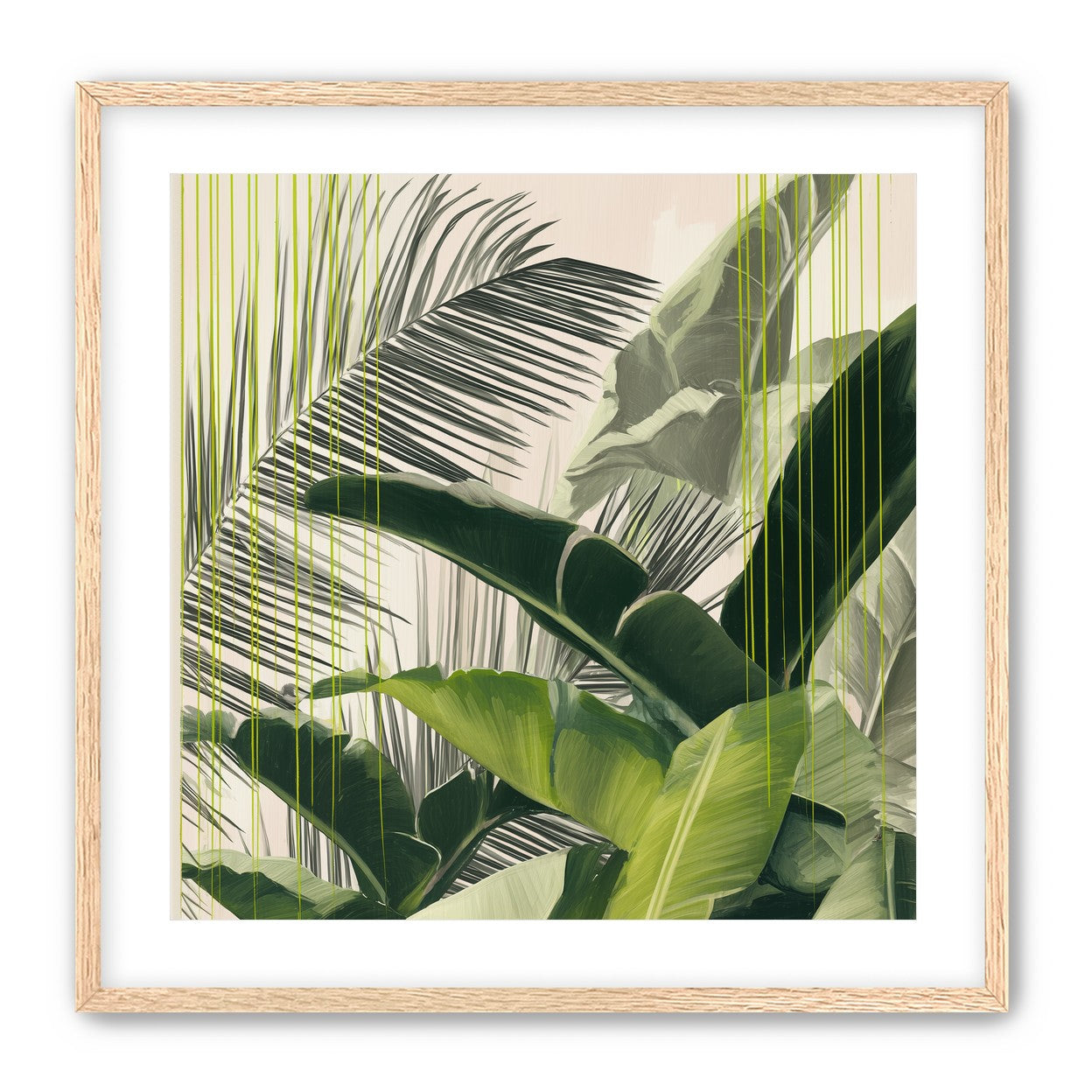 Green drips over palms
