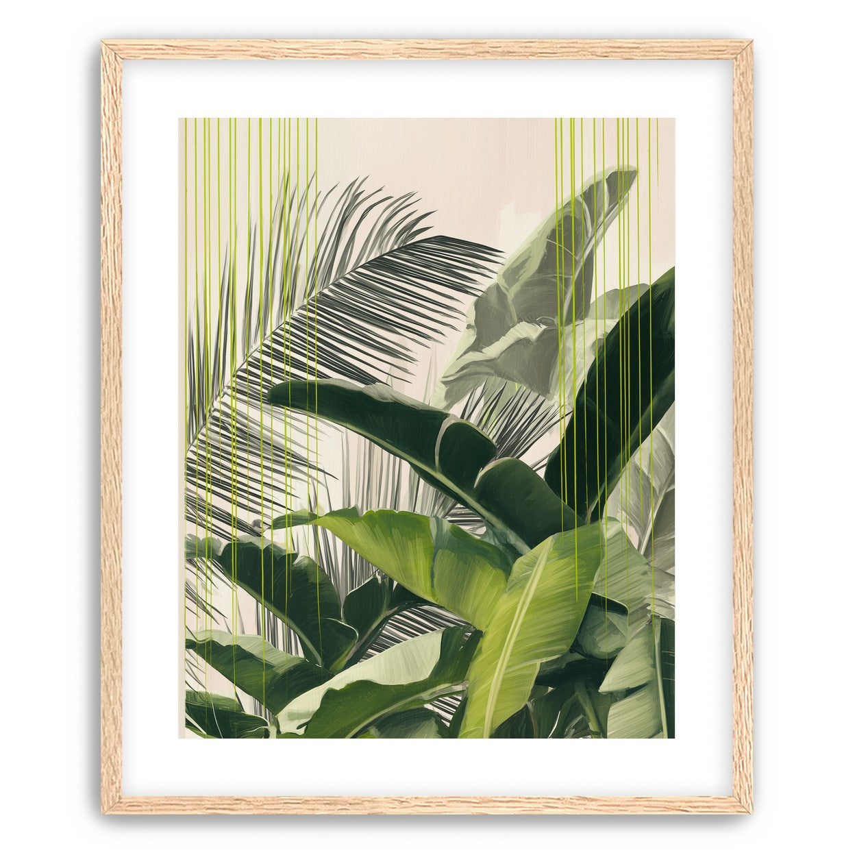 Green drips over palms