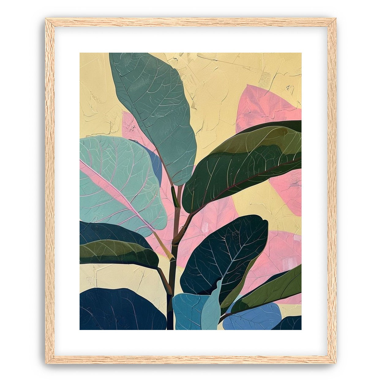 Leaves leaning into pink light