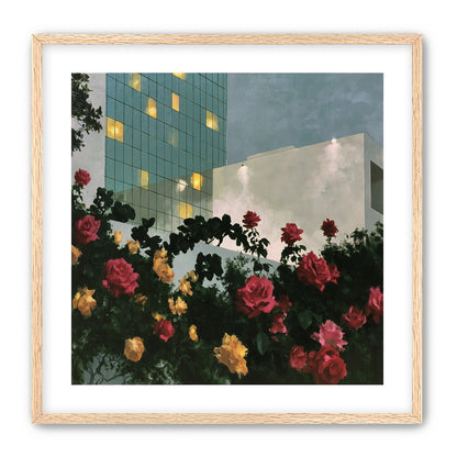 Roses under office lights
