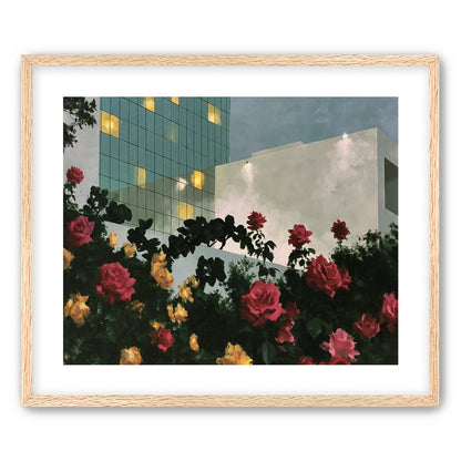 Roses under office lights