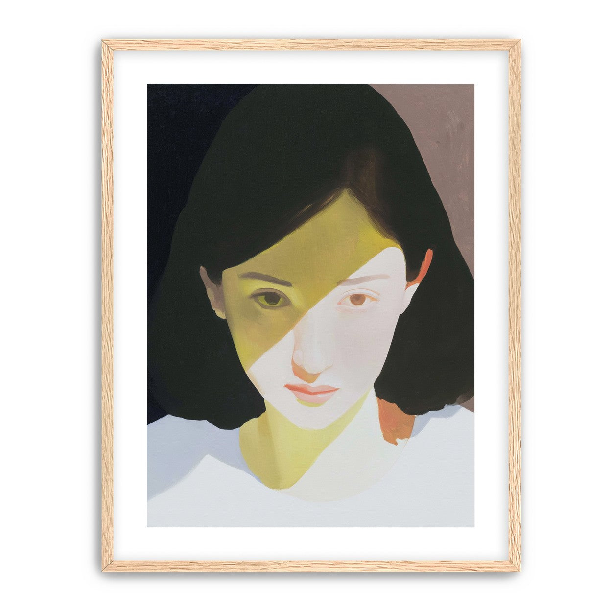 Yellow light across her face