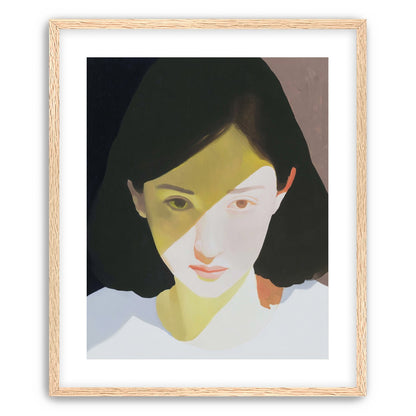 Yellow light across her face