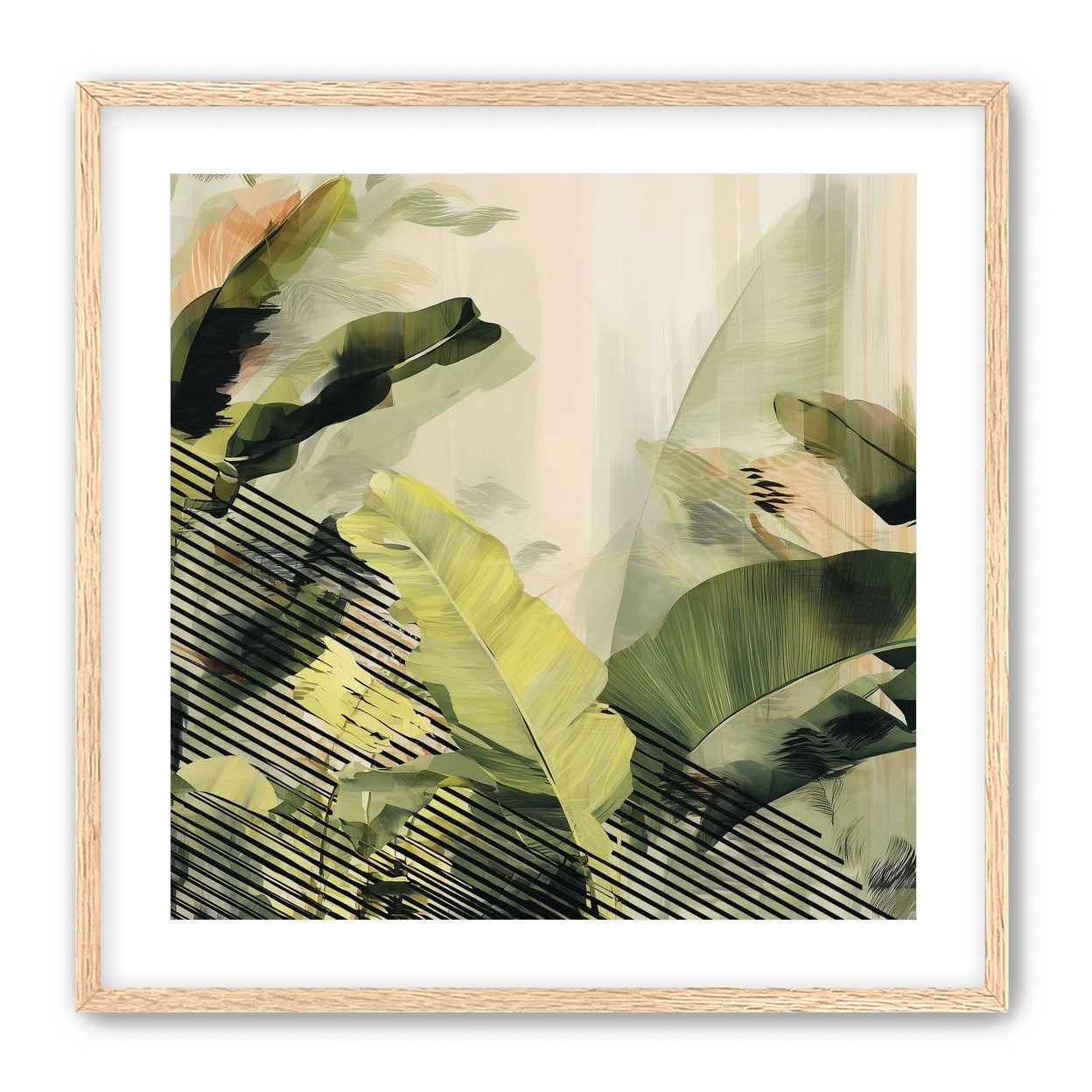 Green leaves over black stripes