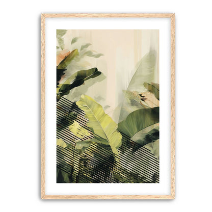 Green leaves over black stripes