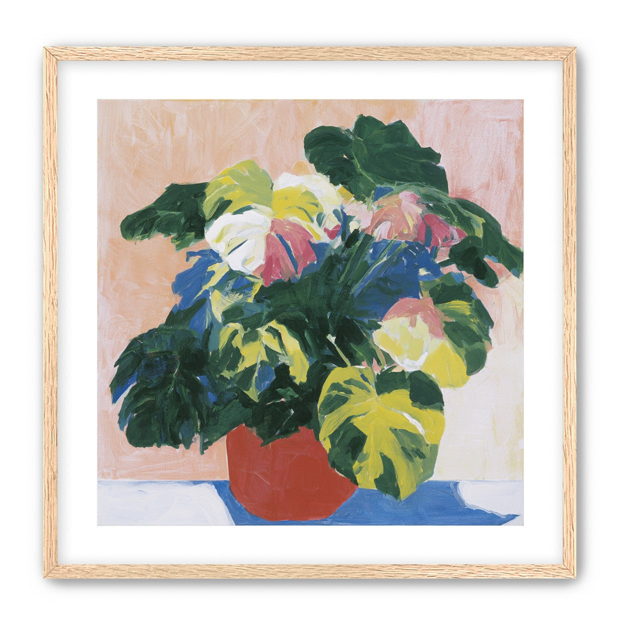Red pot under heavy leaves