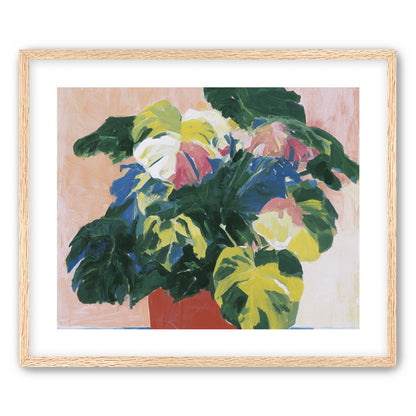 Red pot under heavy leaves