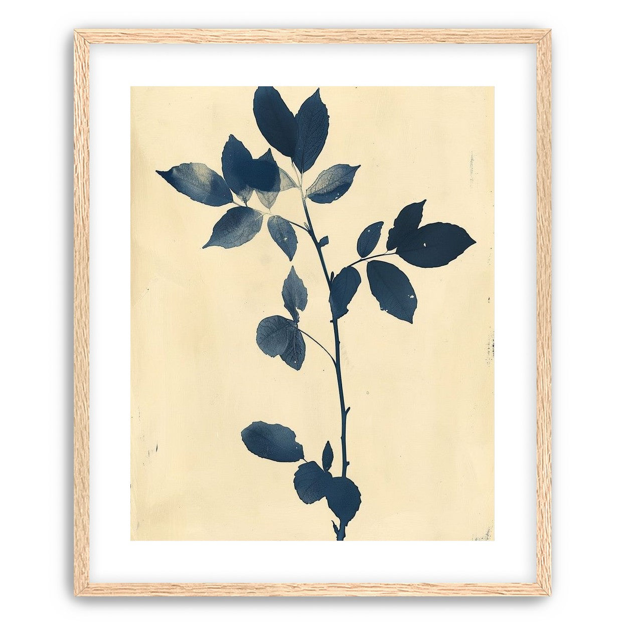 Blue leaves on cream air