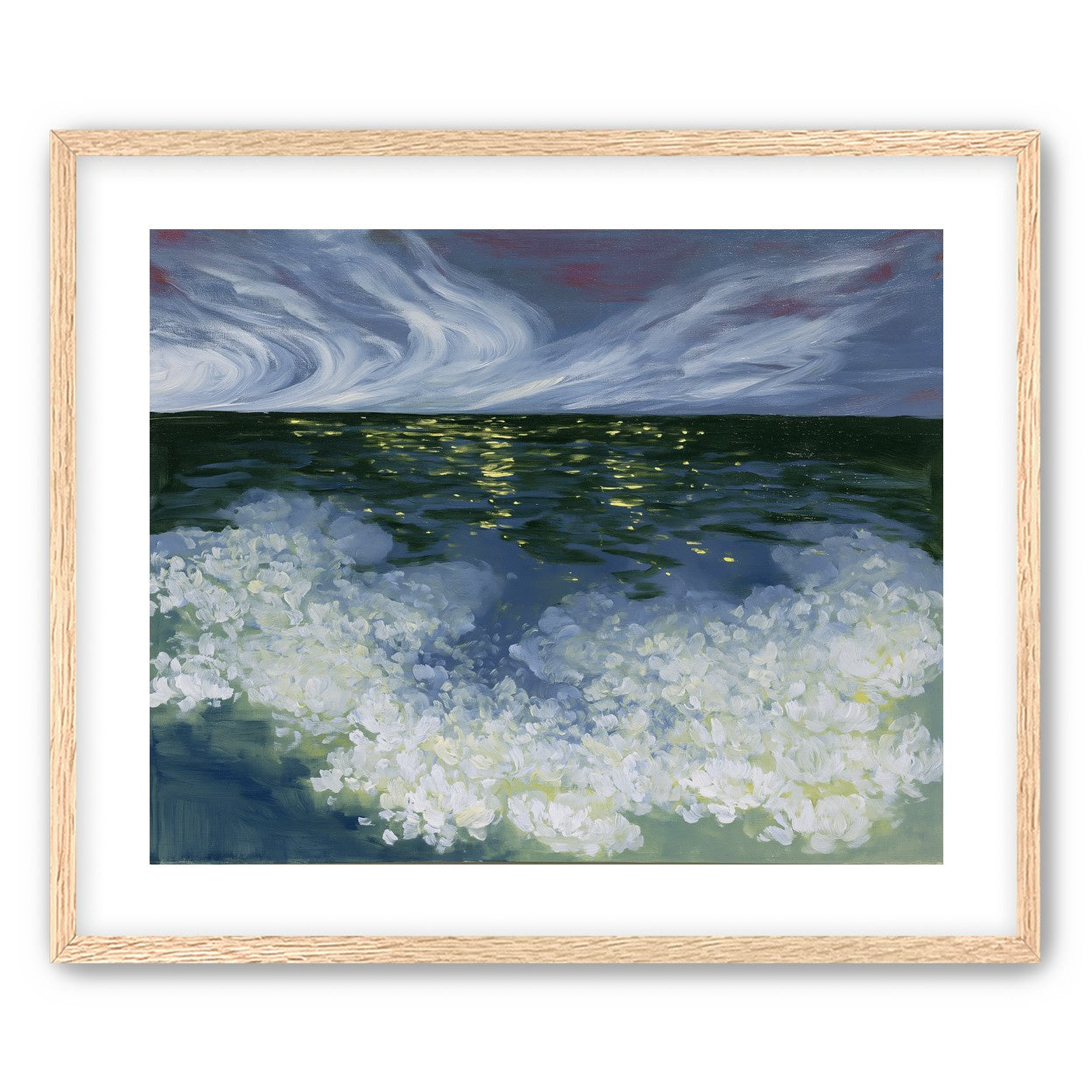 Foam and starlight at sea