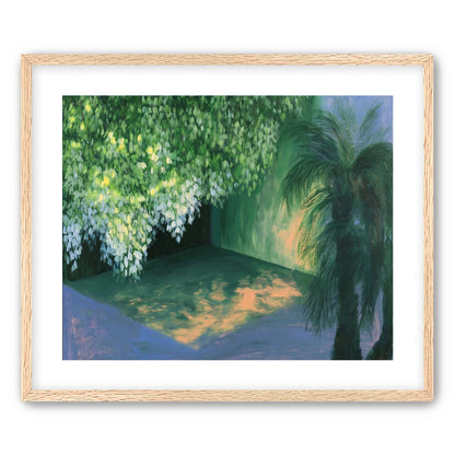 Yellow light on green pond