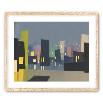 Rain on the lit skyline
