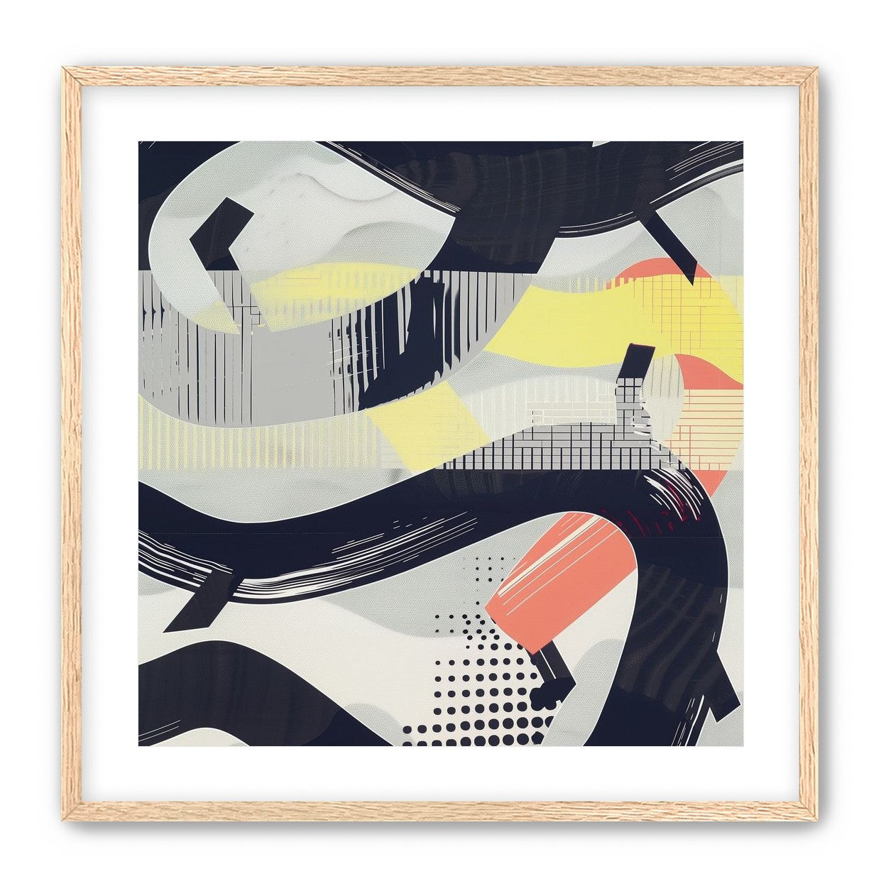 Black loops over yellow blocks
