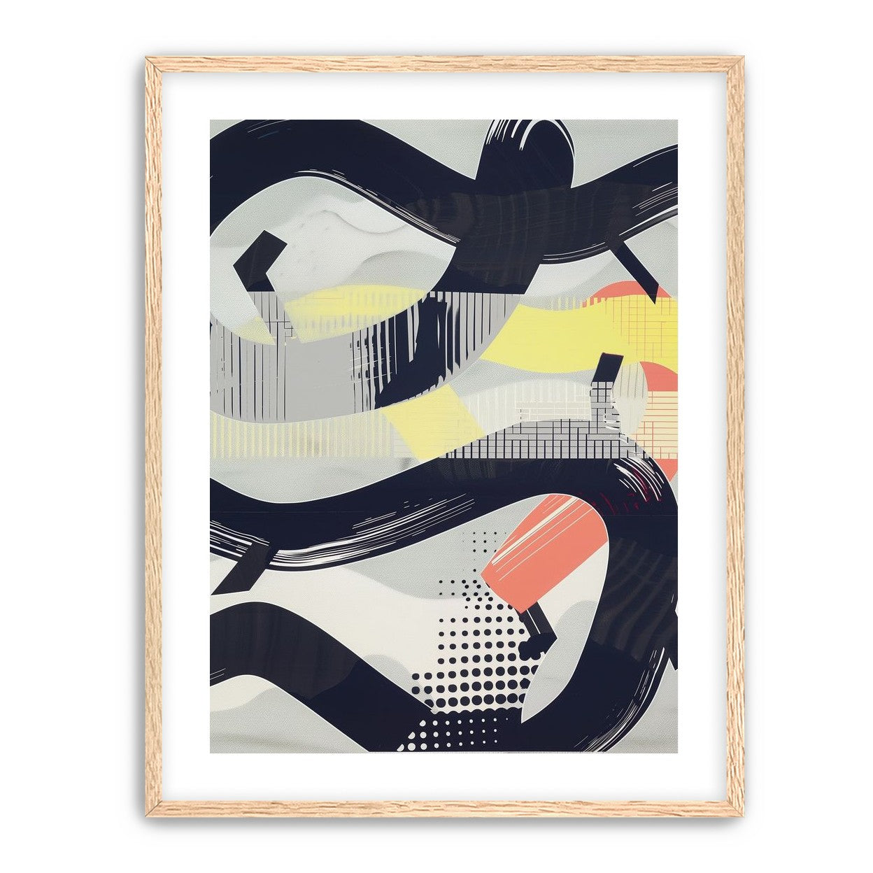 Black loops over yellow blocks