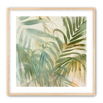 Palm leaves in pale wash