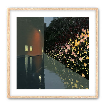 Flowers beside the wet wall