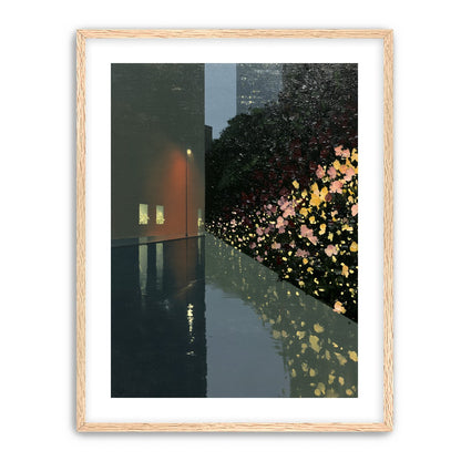 Flowers beside the wet wall