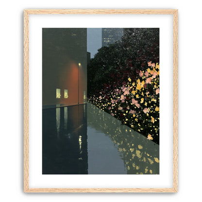 Flowers beside the wet wall