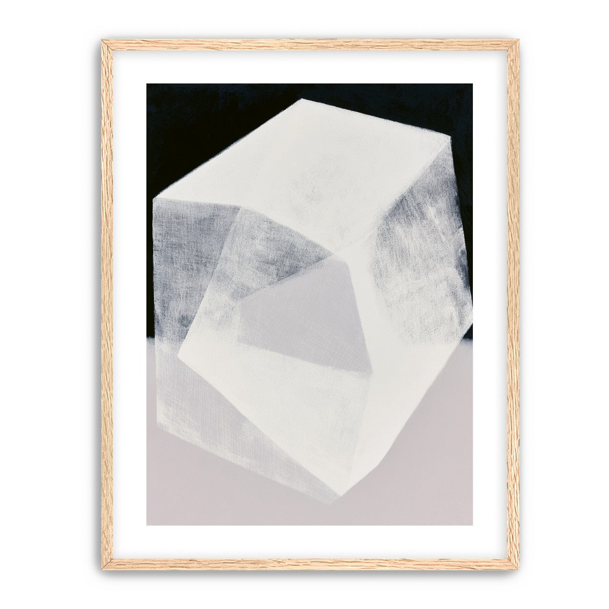 Milkwhite facets in deep black