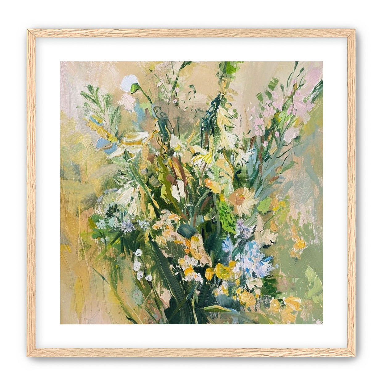 Wildflowers within pale light