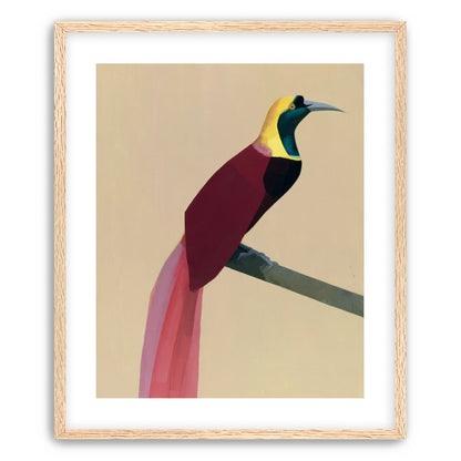 A bright bird on a branch