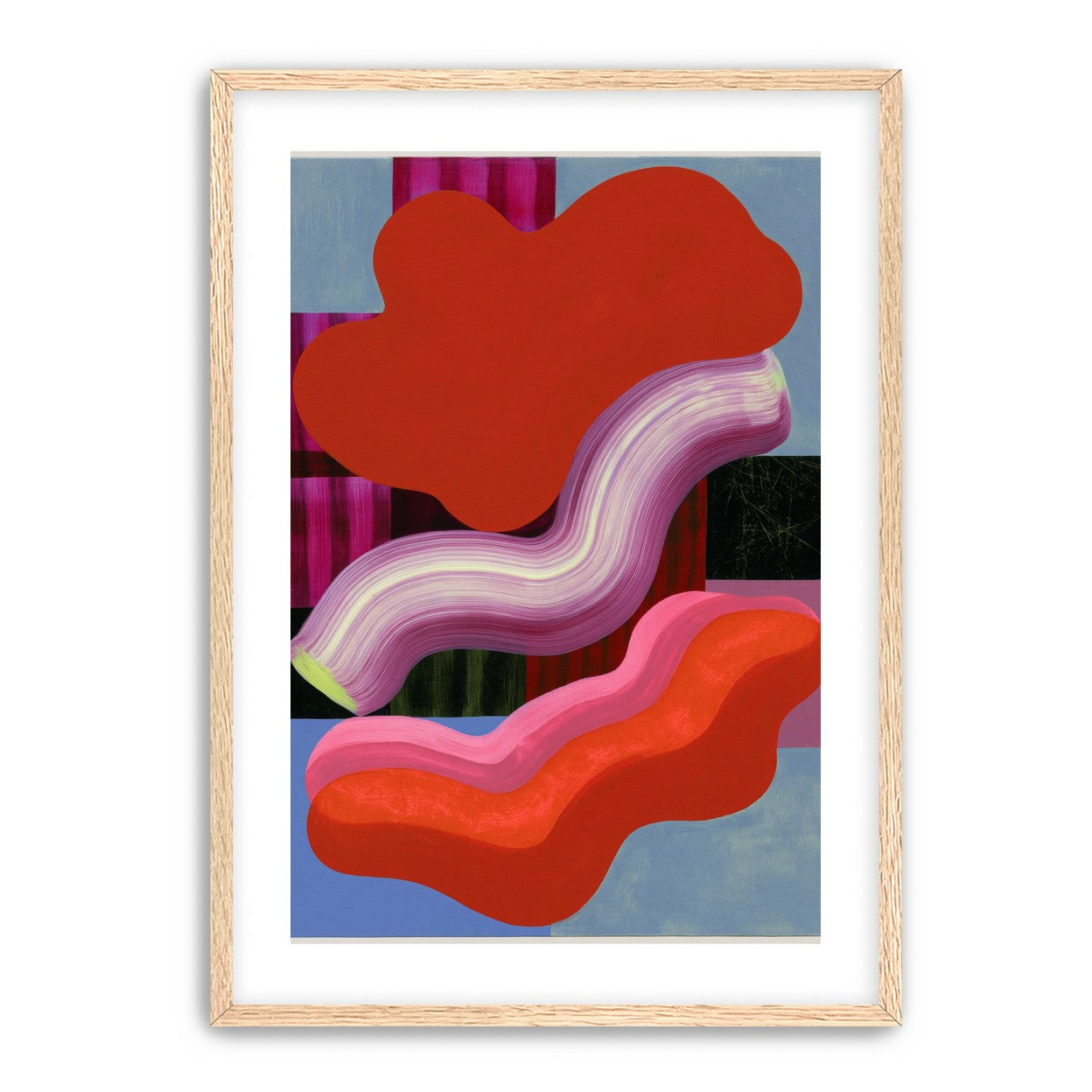 Layered red forms on grid