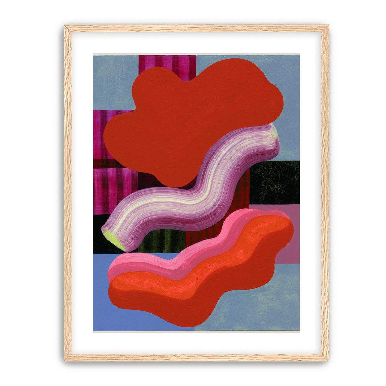 Layered red forms on grid