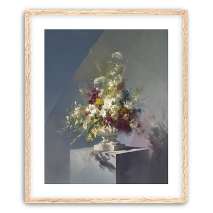 White urn within angled light