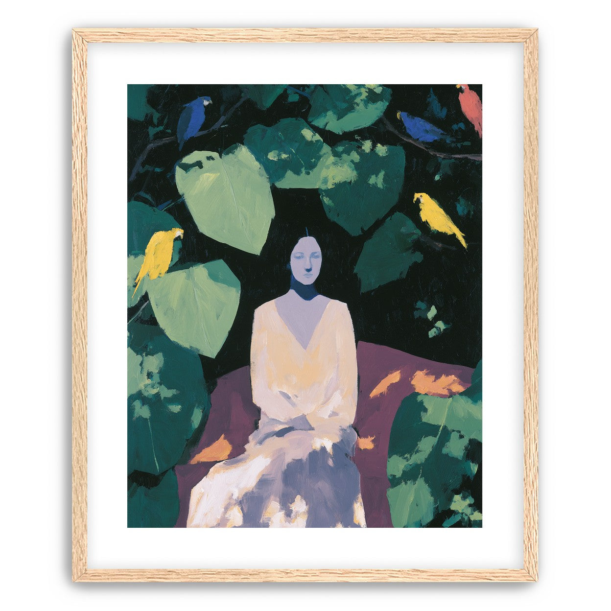 Pale dress under green leaves