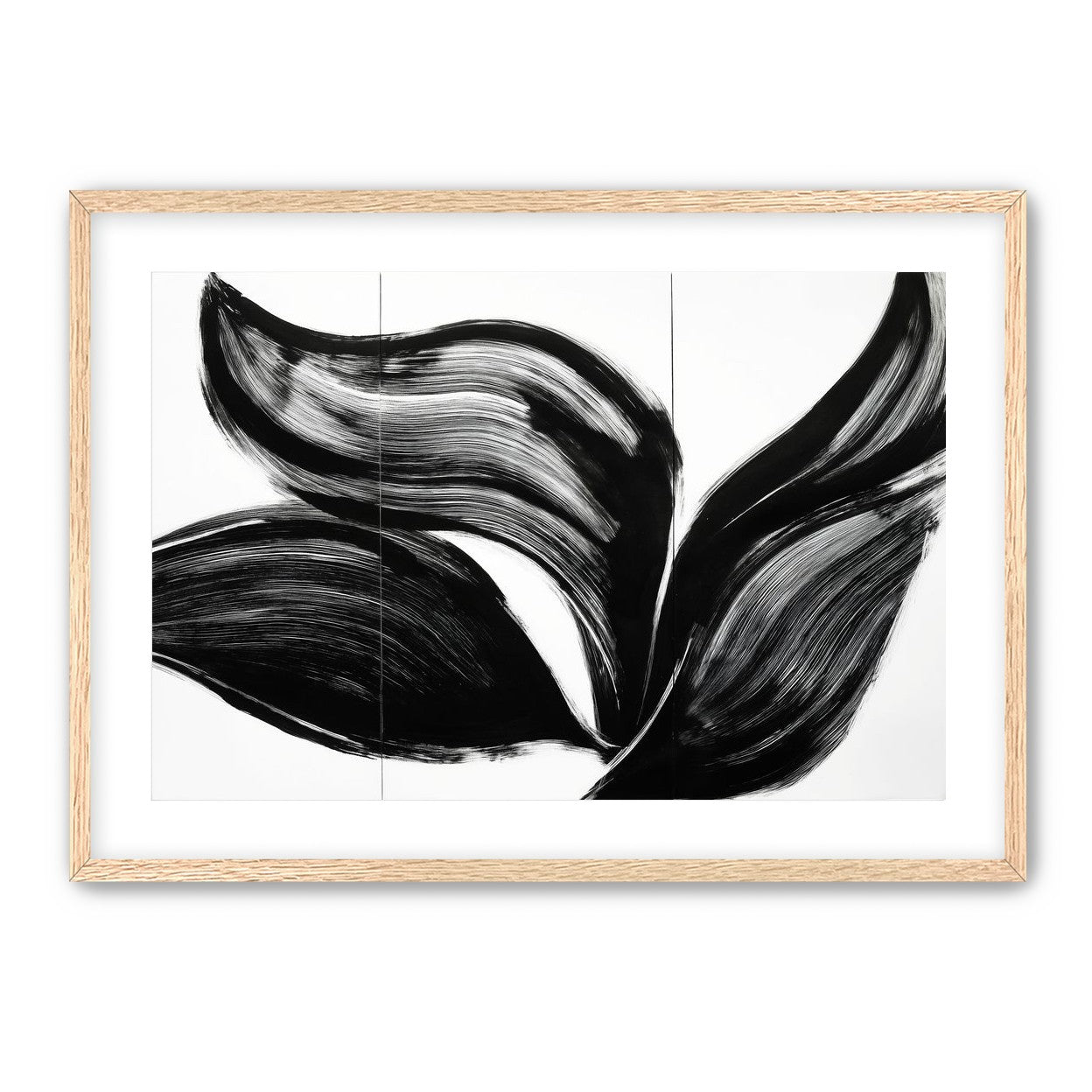 Three petals in black ink