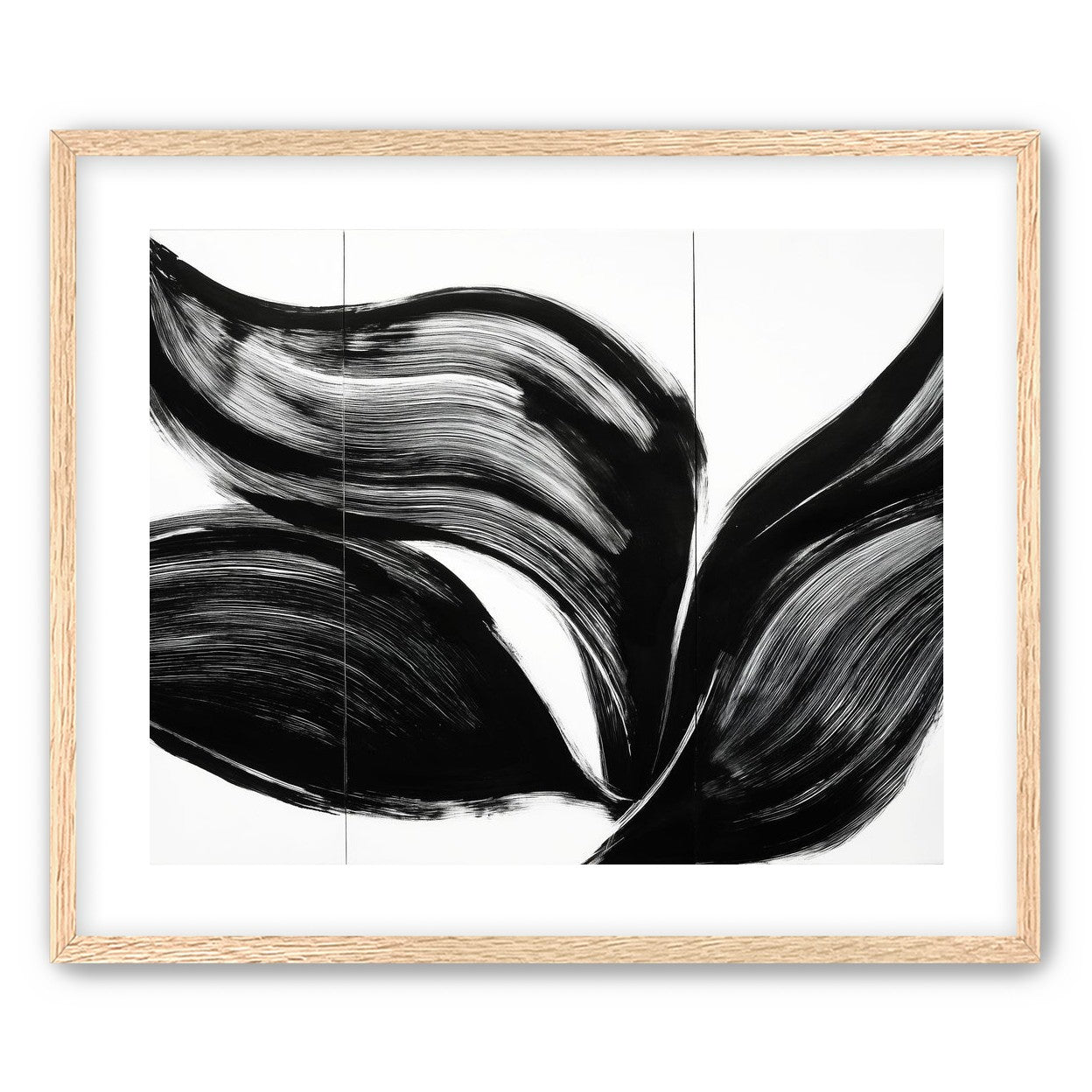 Three petals in black ink