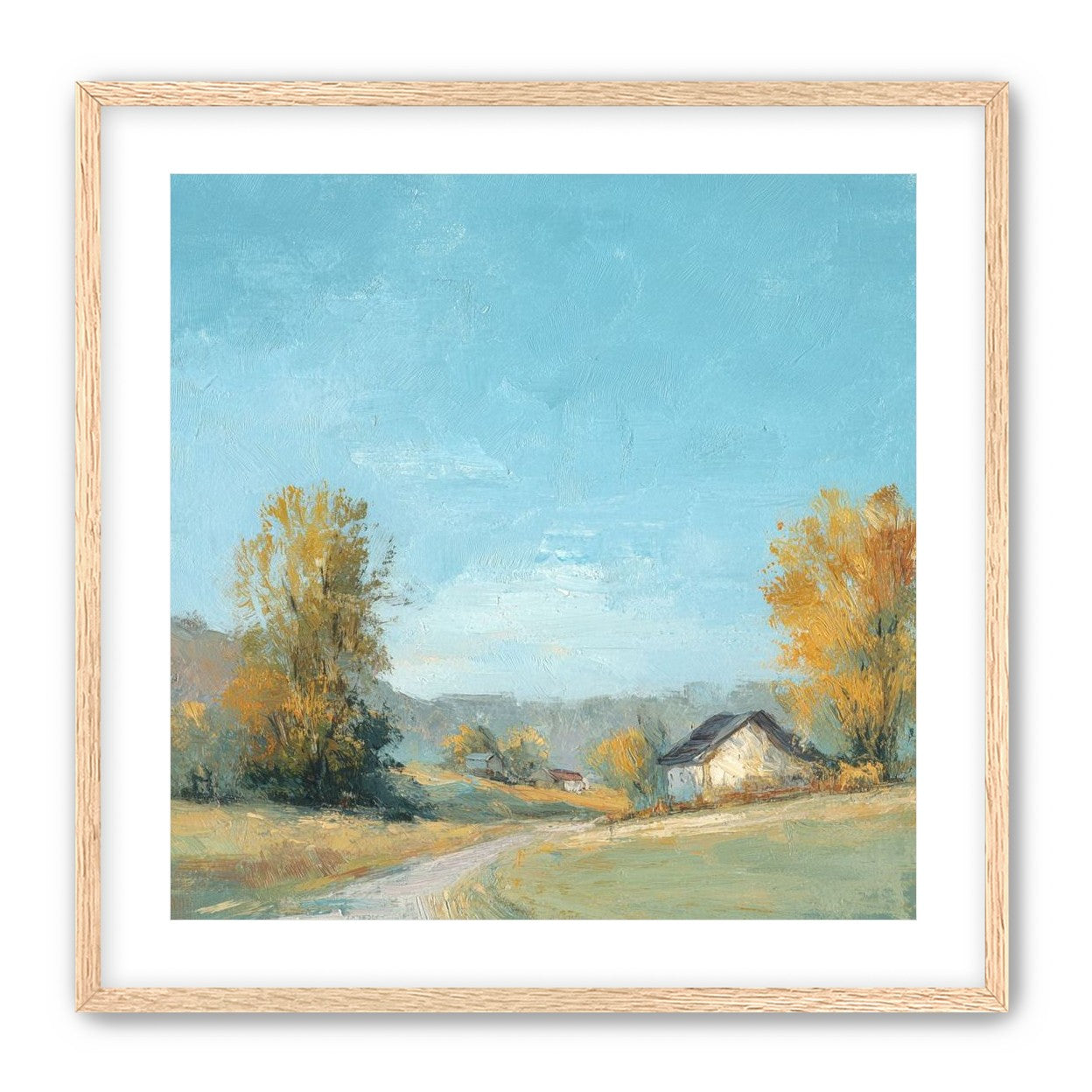 Blue sky over the farmhouse