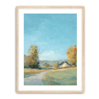 Blue sky over the farmhouse