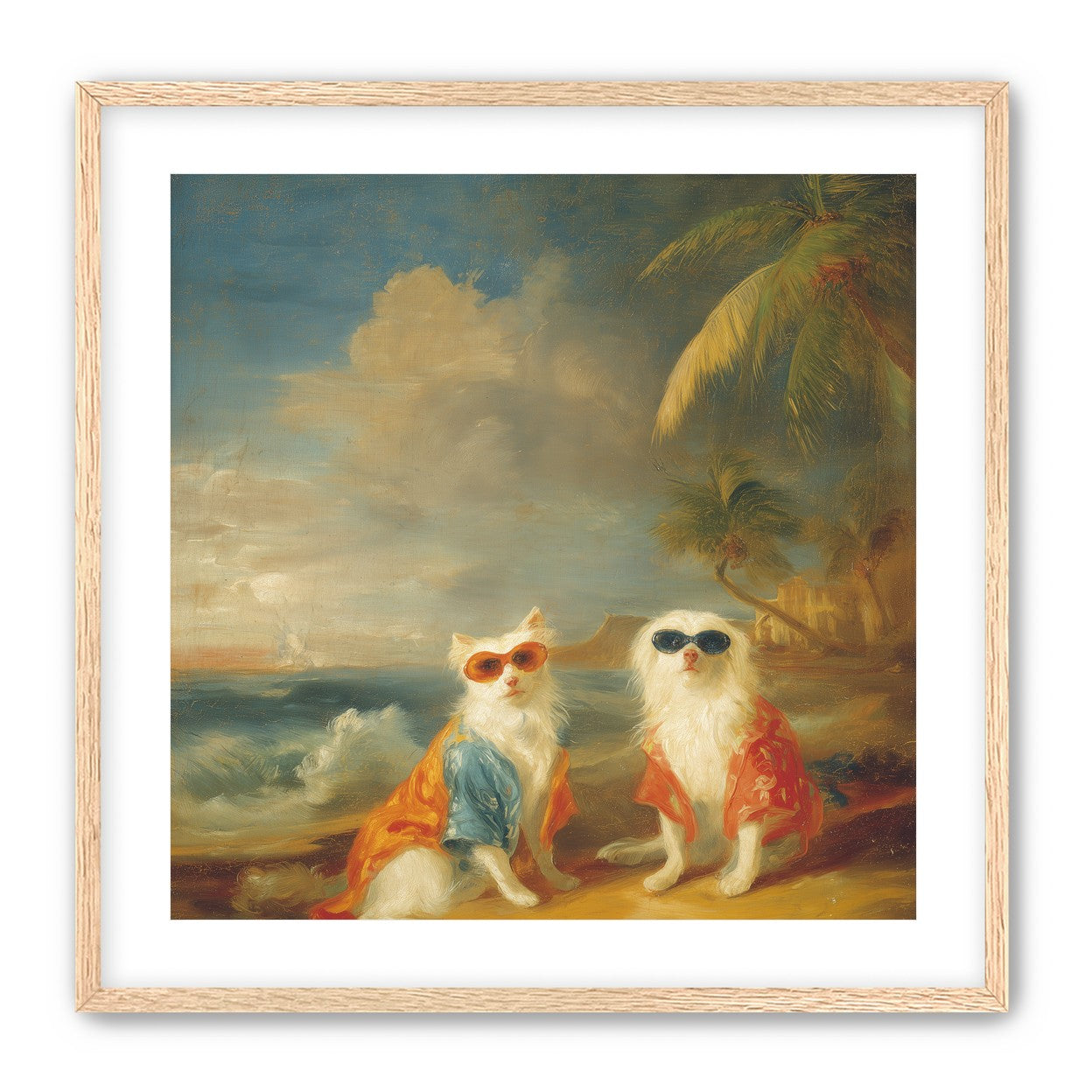 Sunglasses cats on the beach