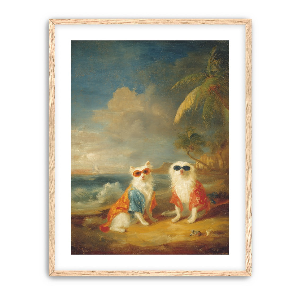 Sunglasses cats on the beach