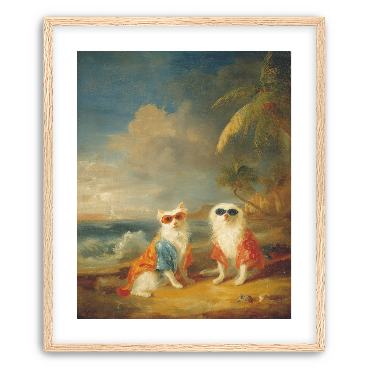 Sunglasses cats on the beach