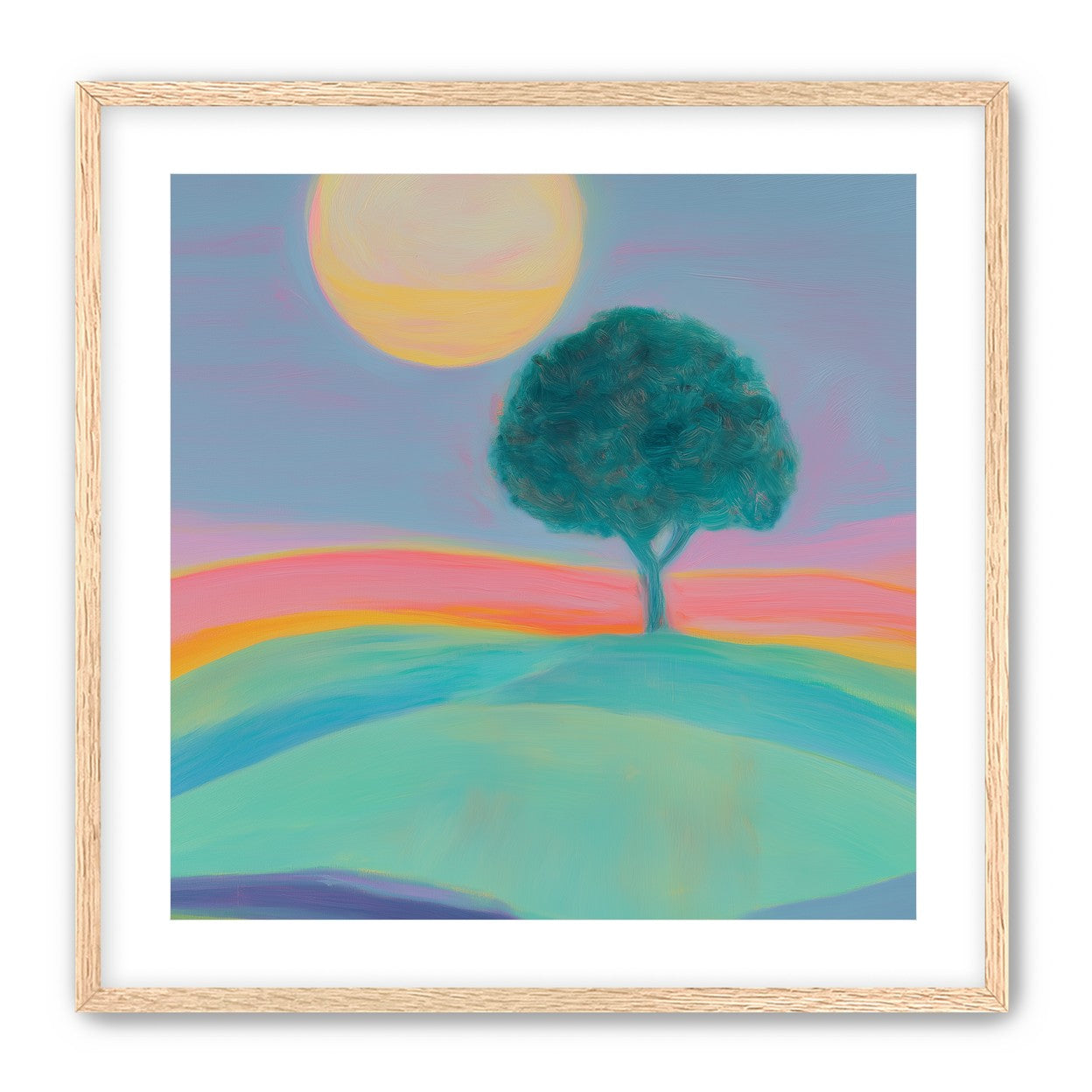 The sun behind the tree