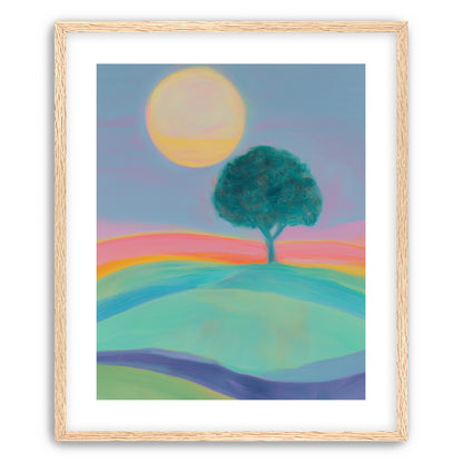 The sun behind the tree