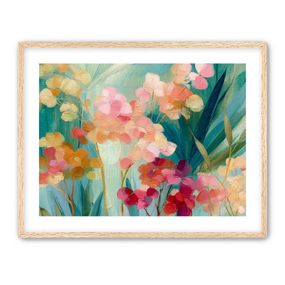 Flowers among teal leaves