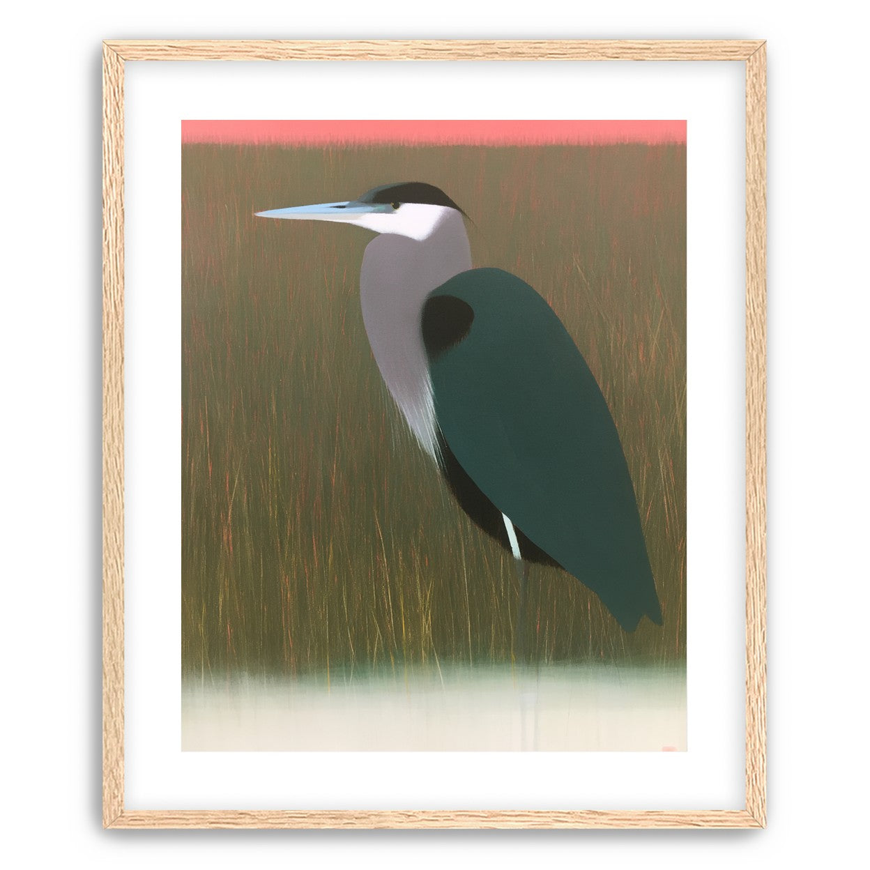 Heron in pink dusk