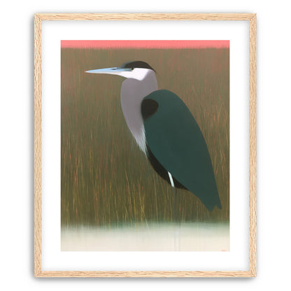 Heron in pink dusk