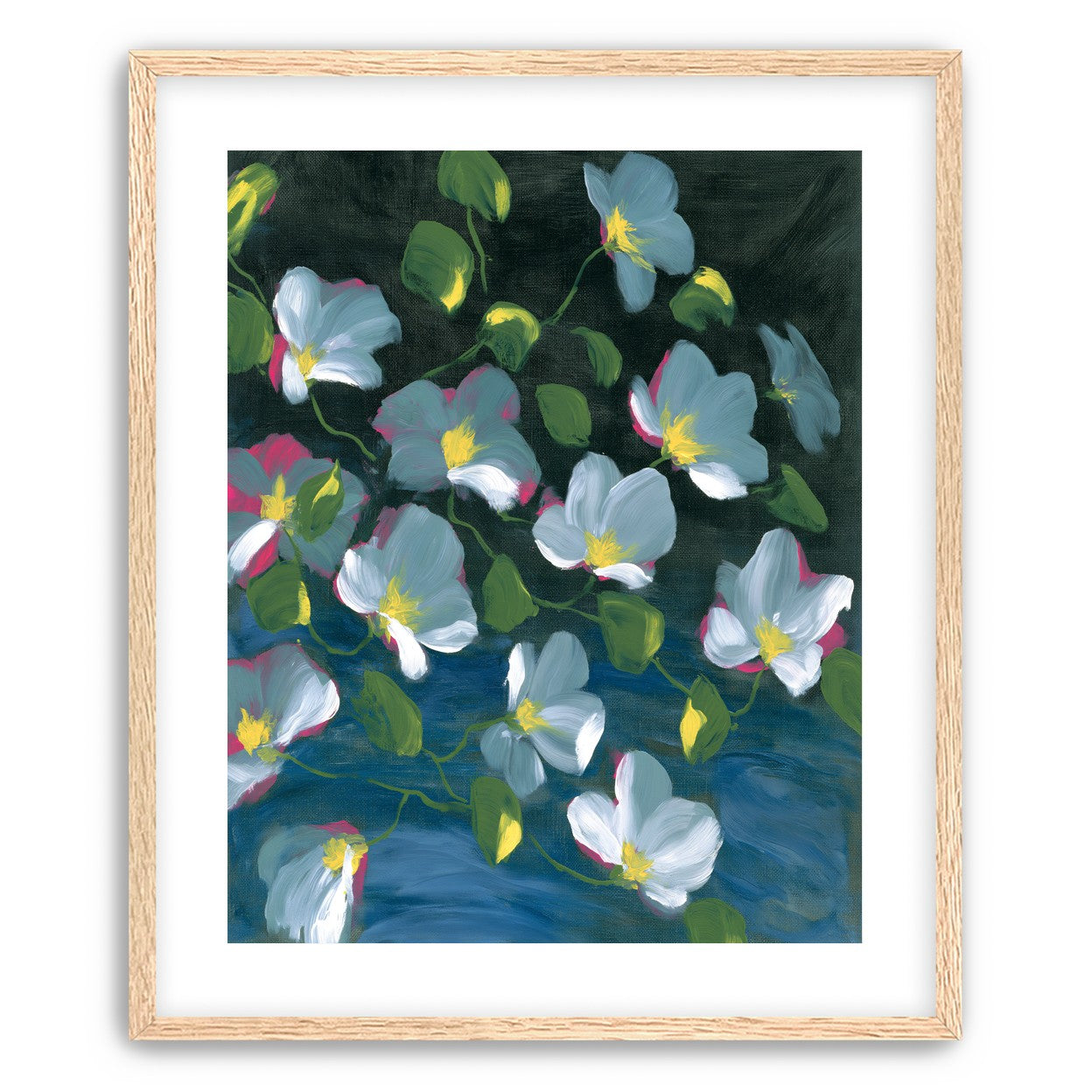 Pale blooms on black