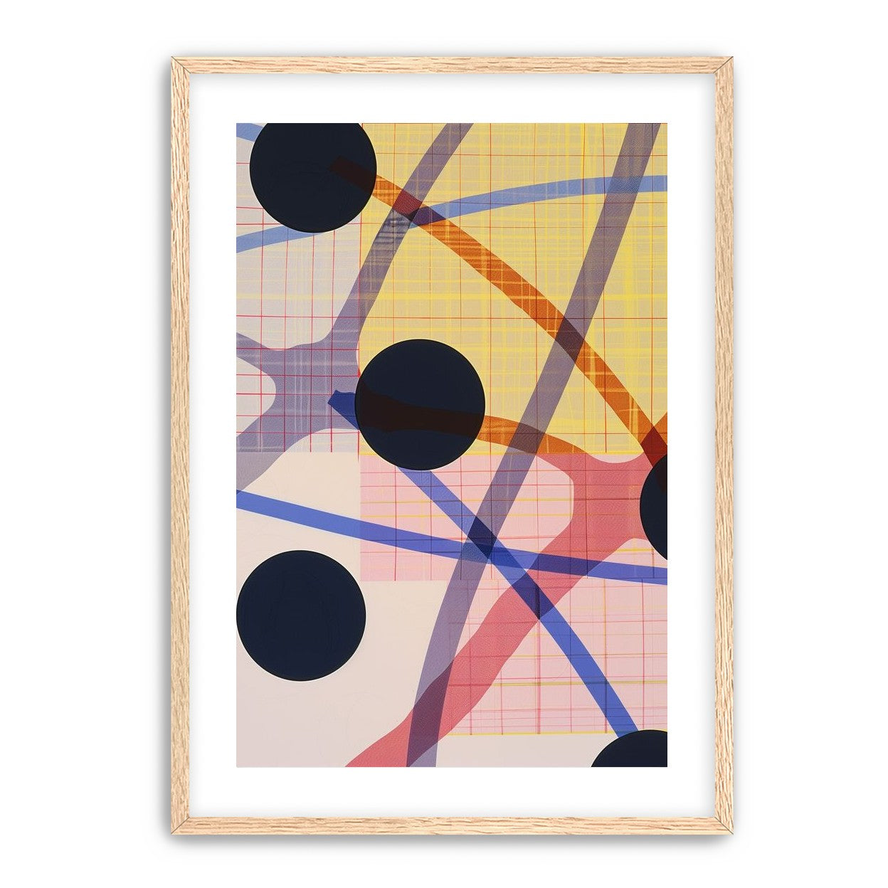 Dark circles cut the grid