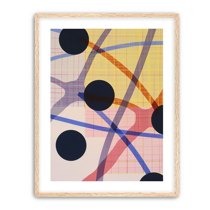 Dark circles cut the grid