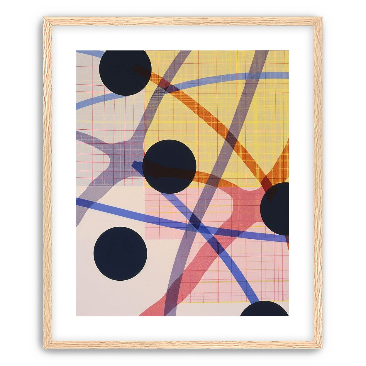 Dark circles cut the grid