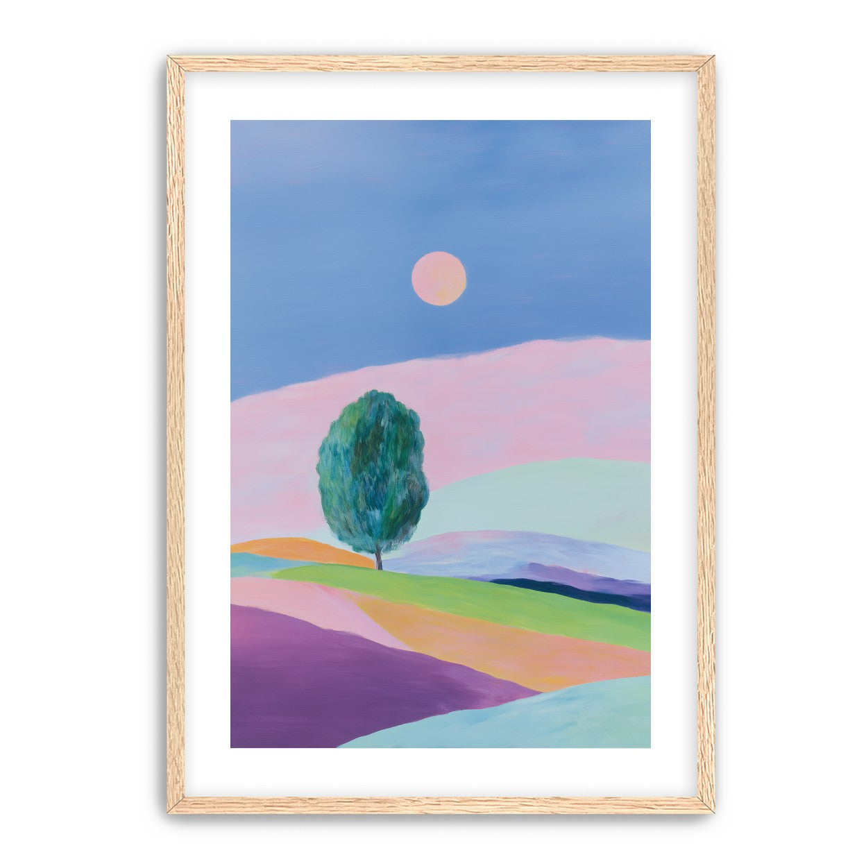 A pale sun above hills
