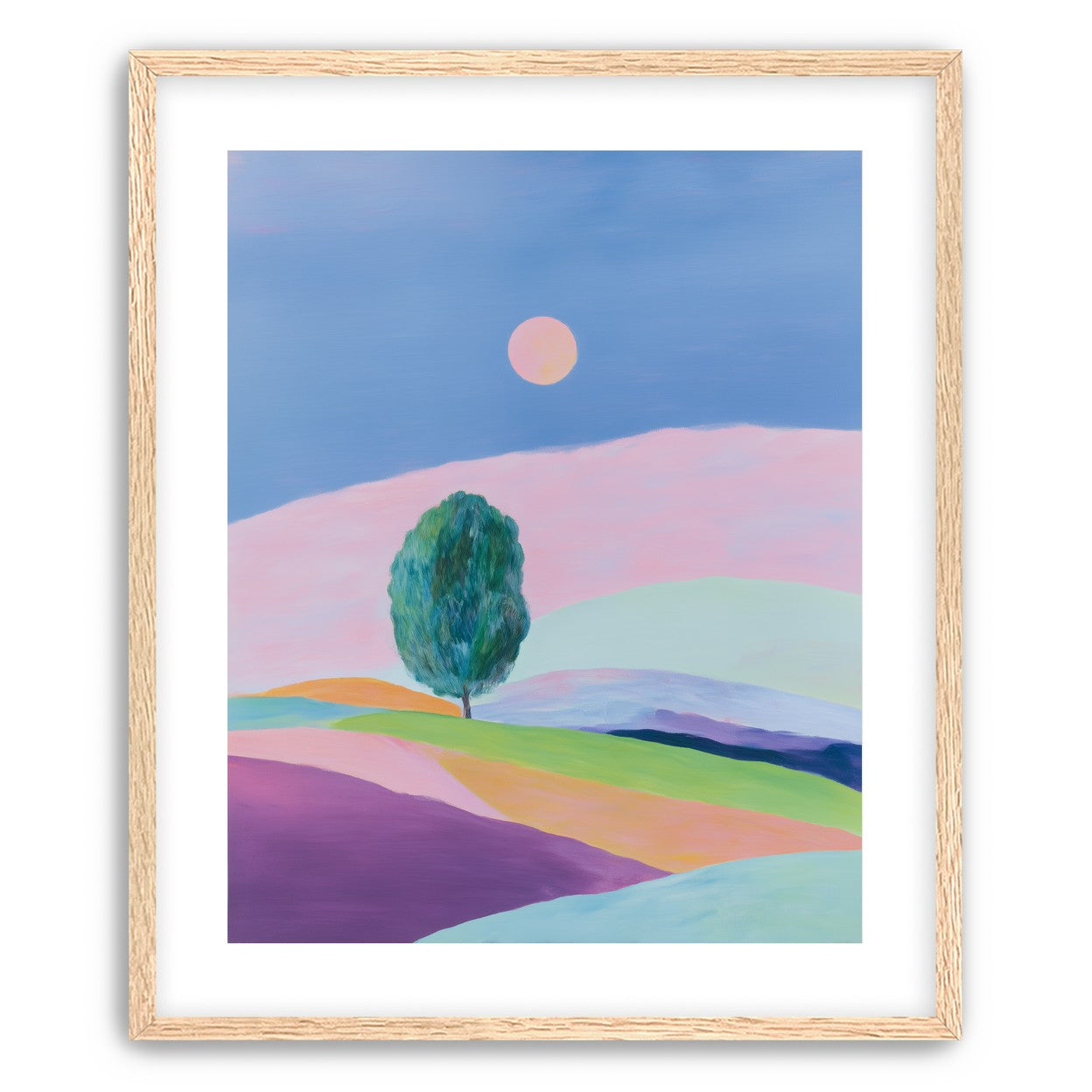 A pale sun above hills